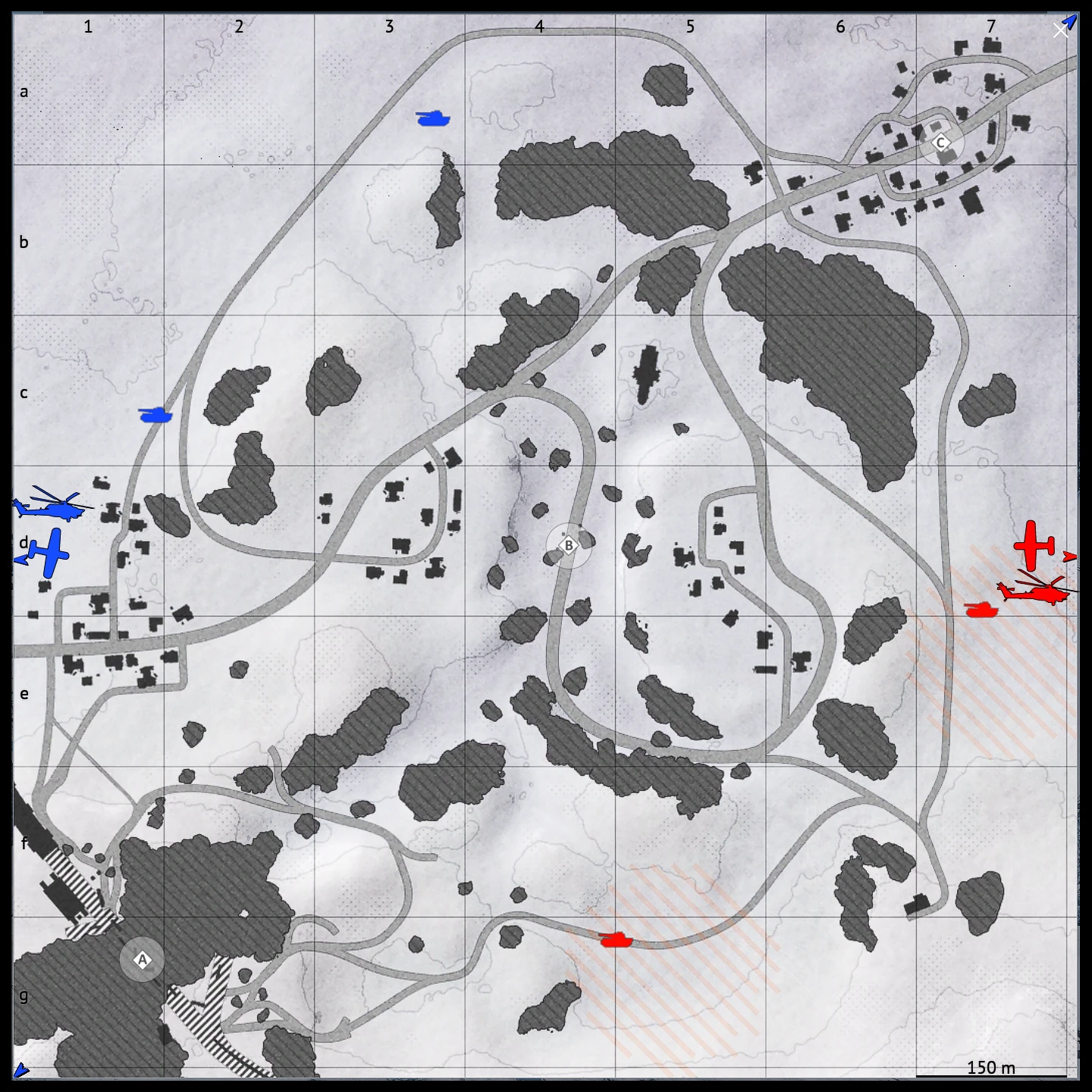 Frozen Pass map for War Thunder Ground Battles